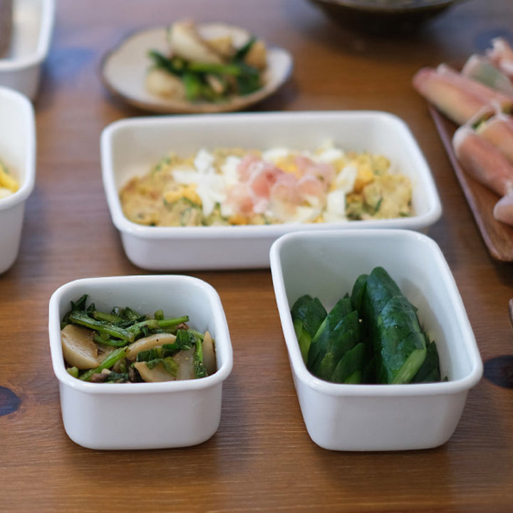 保存容器500ml野田琺瑯ホワイトシリーズレクタングル深型Sシール蓋付きWRF-S