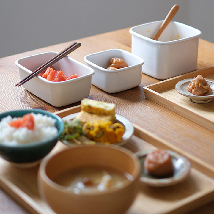 保存容器500ml野田琺瑯ホワイトシリーズレクタングル深型Sシール蓋付きWRF-S