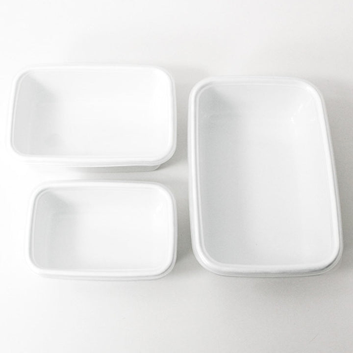 保存容器500ml野田琺瑯ホワイトシリーズレクタングル深型Sシール蓋付きWRF-S