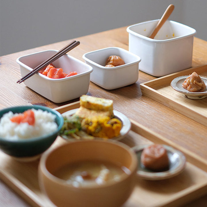 保存容器850ml野田琺瑯ホワイトシリーズレクタングル深型Mシール蓋付きWRF-M