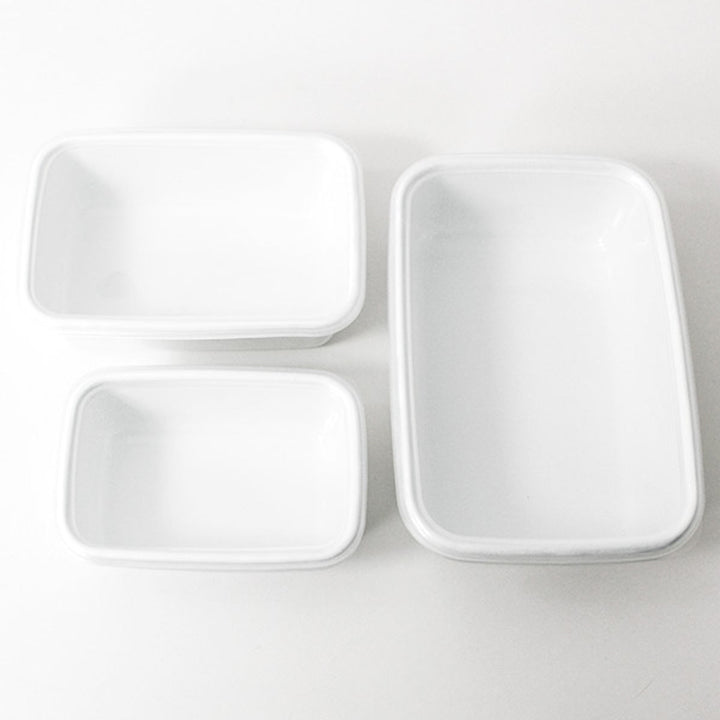 保存容器850ml野田琺瑯ホワイトシリーズレクタングル深型Mシール蓋付きWRF-M