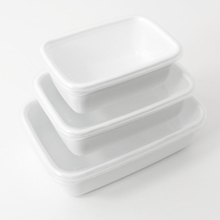 保存容器850ml野田琺瑯ホワイトシリーズレクタングル深型Mシール蓋付きWRF-M