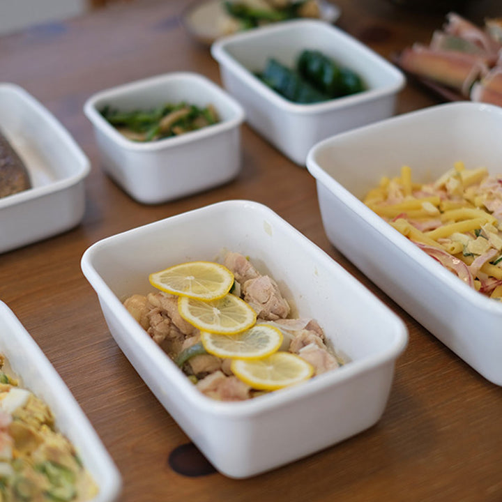 保存容器850ml野田琺瑯ホワイトシリーズレクタングル深型Mシール蓋付きWRF-M