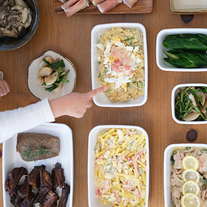 保存容器800ml野田琺瑯ホワイトシリーズレクタングル浅型Sシール蓋付きWRA-S