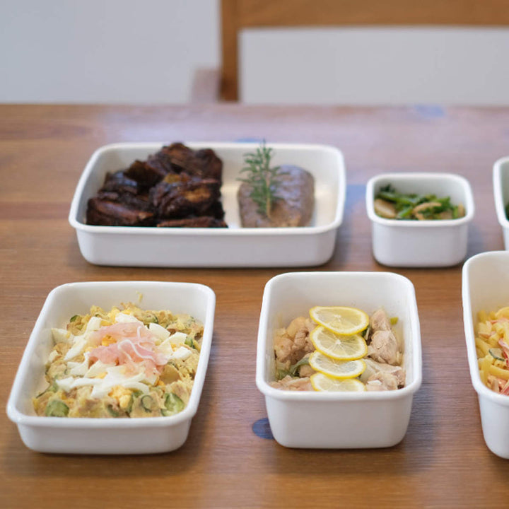 保存容器800ml野田琺瑯ホワイトシリーズレクタングル浅型Sシール蓋付きWRA-S