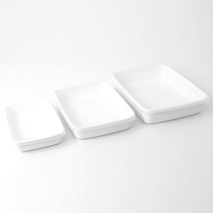 保存容器800ml野田琺瑯ホワイトシリーズレクタングル浅型Sシール蓋付きWRA-S