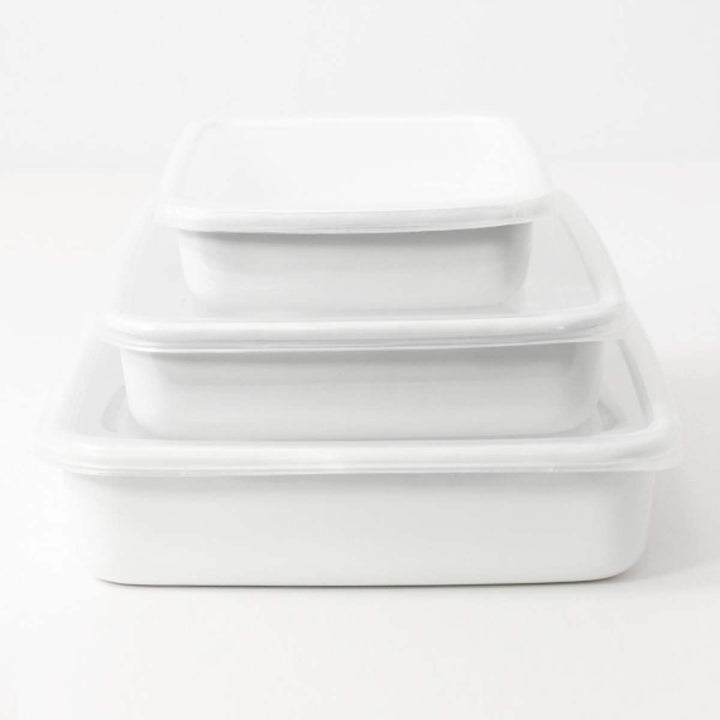 保存容器800ml野田琺瑯ホワイトシリーズレクタングル浅型Sシール蓋付きWRA-S