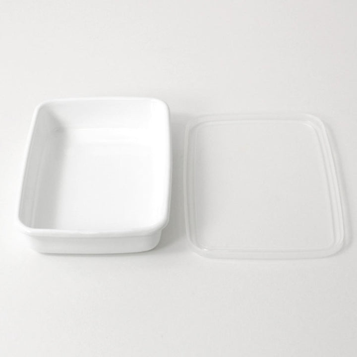 保存容器800ml野田琺瑯ホワイトシリーズレクタングル浅型Sシール蓋付きWRA-S