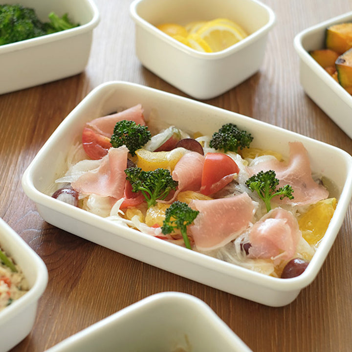 保存容器800ml野田琺瑯ホワイトシリーズレクタングル浅型Sシール蓋付きWRA-S