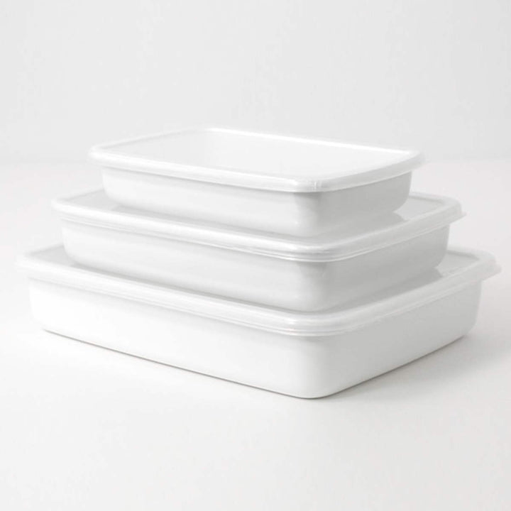 保存容器1.4L野田琺瑯ホワイトシリーズレクタングル浅型Mシール蓋付きWRA-M