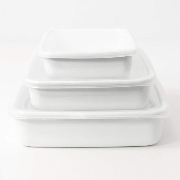 保存容器1.4L野田琺瑯ホワイトシリーズレクタングル浅型Mシール蓋付きWRA-M