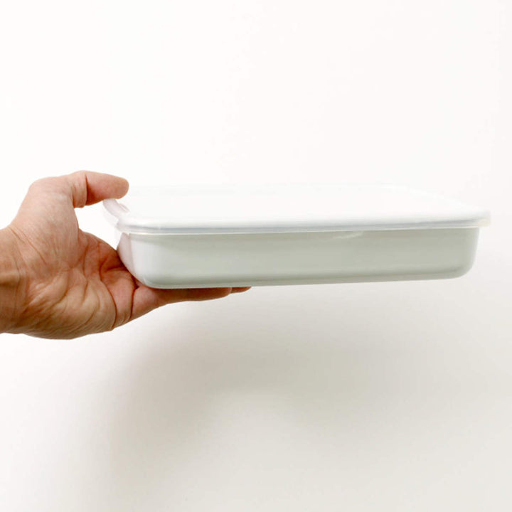 保存容器1.4L野田琺瑯ホワイトシリーズレクタングル浅型Mシール蓋付きWRA-M