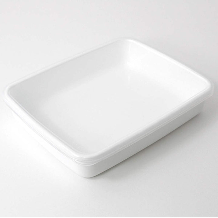 保存容器2.4L野田琺瑯ホワイトシリーズレクタングル浅型Lシール蓋付きWRA-L