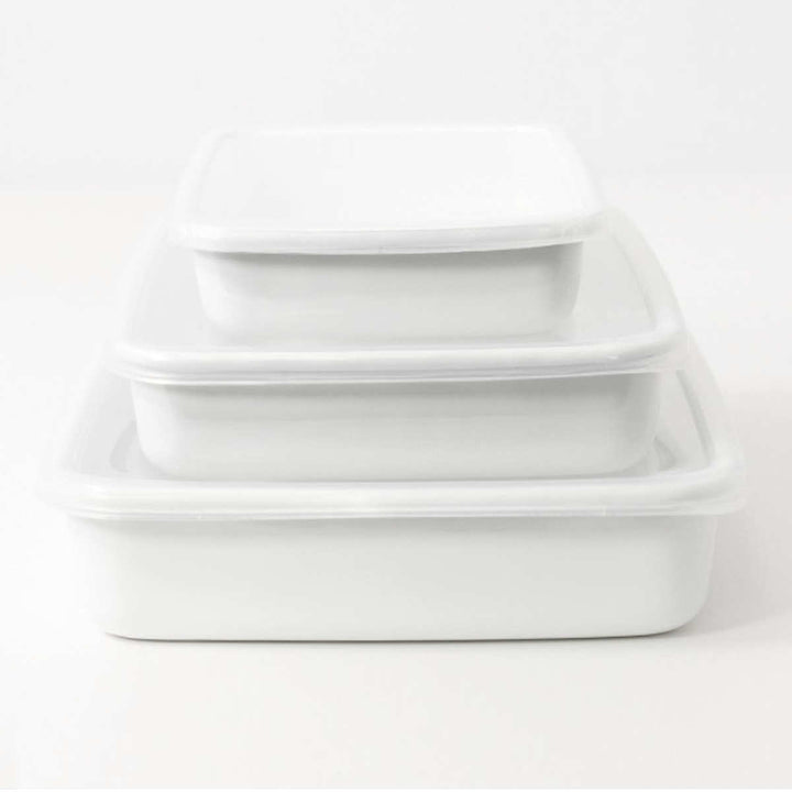 保存容器2.4L野田琺瑯ホワイトシリーズレクタングル浅型Lシール蓋付きWRA-L