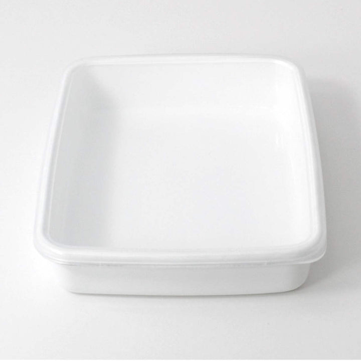 保存容器2.4L野田琺瑯ホワイトシリーズレクタングル浅型Lシール蓋付きWRA-L