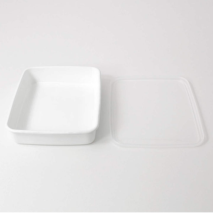 保存容器2.4L野田琺瑯ホワイトシリーズレクタングル浅型Lシール蓋付きWRA-L