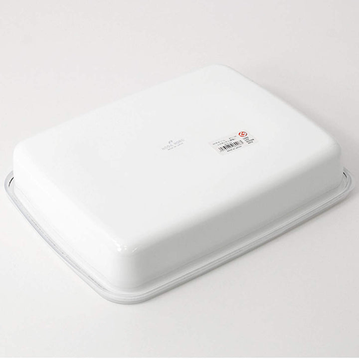 保存容器2.4L野田琺瑯ホワイトシリーズレクタングル浅型Lシール蓋付きWRA-L