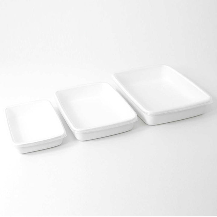 保存容器2.4L野田琺瑯ホワイトシリーズレクタングル浅型Lシール蓋付きWRA-L