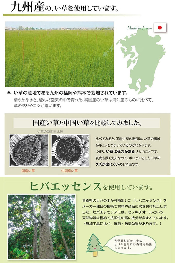 い草カーペット国産上敷き双目織ほほえみ三六間中京間2畳約182×182cm