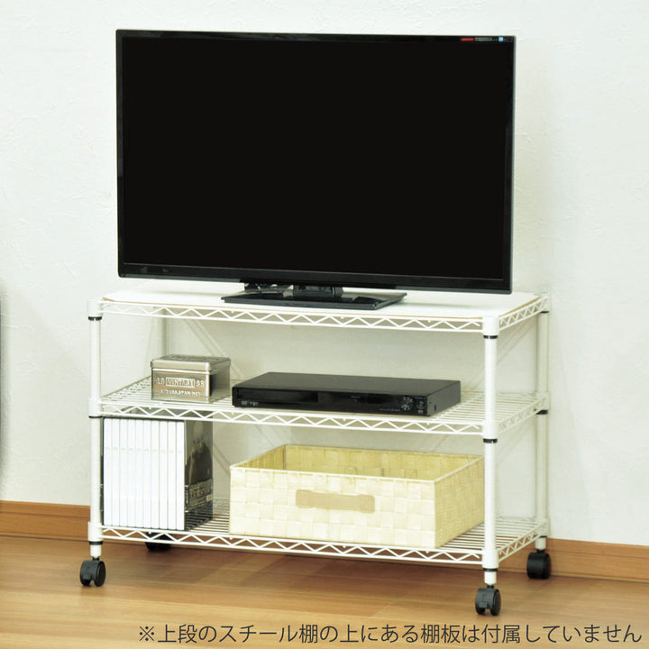 スチールラック3段ロータイプキャスター付幅75cm