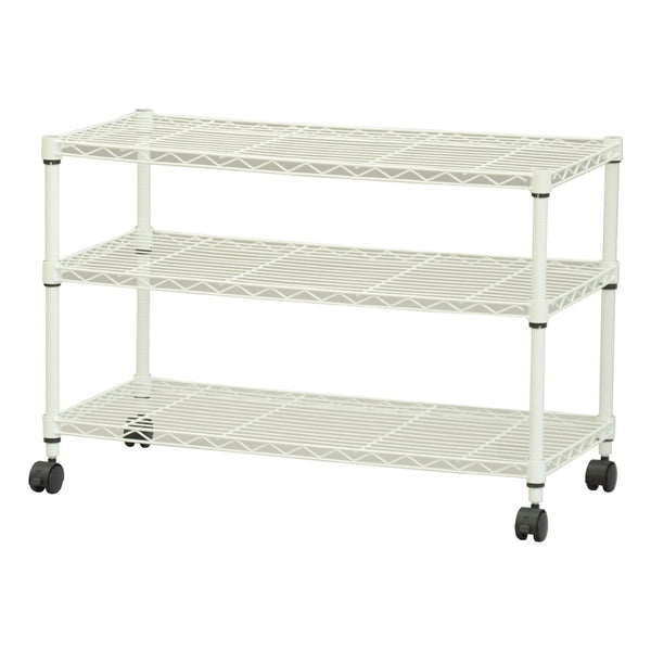 スチールラック3段ロータイプキャスター付幅75cm