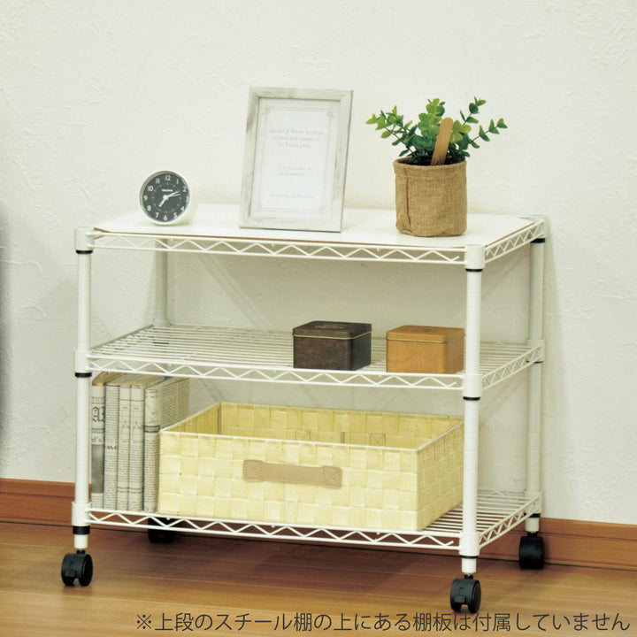 スチールラック3段ロータイプキャスター付幅60cm