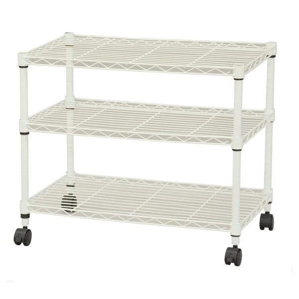 スチールラック3段ロータイプキャスター付幅60cm