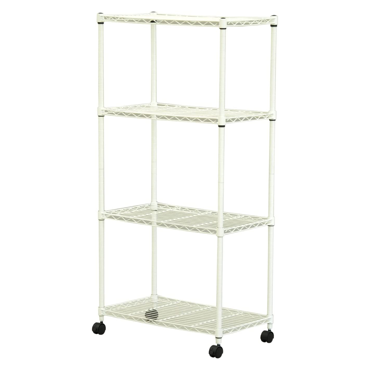 ホワイト スチールラック 4段 キャスター付き 【公式通販】