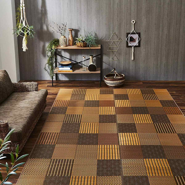 ござ純国産い草花ござカーペット京刺子江戸間2畳（約174×174cm）裏貼りあり