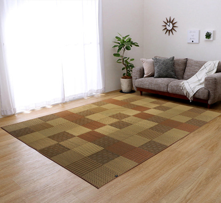 ござ純国産い草花ござカーペット京刺子江戸間2畳（約174×174cm）裏貼りあり