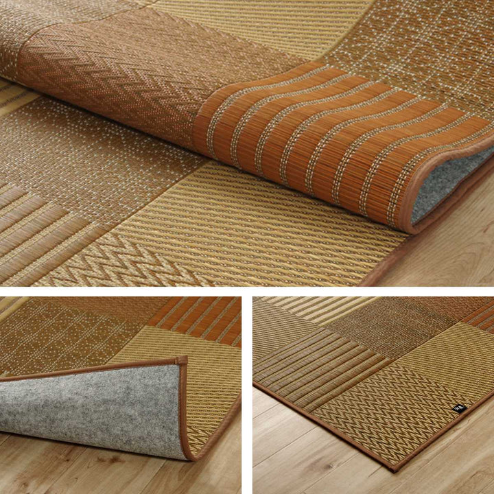 ござ純国産い草花ござカーペット京刺子江戸間2畳（約174×174cm）裏貼りあり