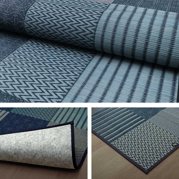 ござ純国産い草花ござカーペット京刺子江戸間2畳（約174×174cm）裏貼りあり