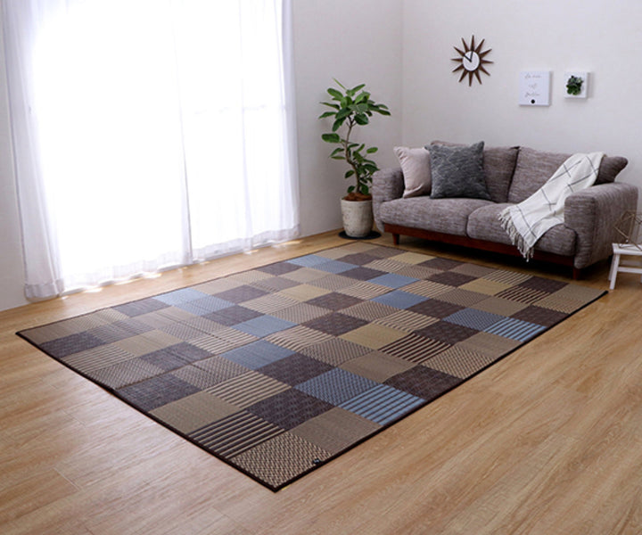 ござ純国産い草花ござカーペット京刺子江戸間2畳（約174×174cm）裏貼りあり