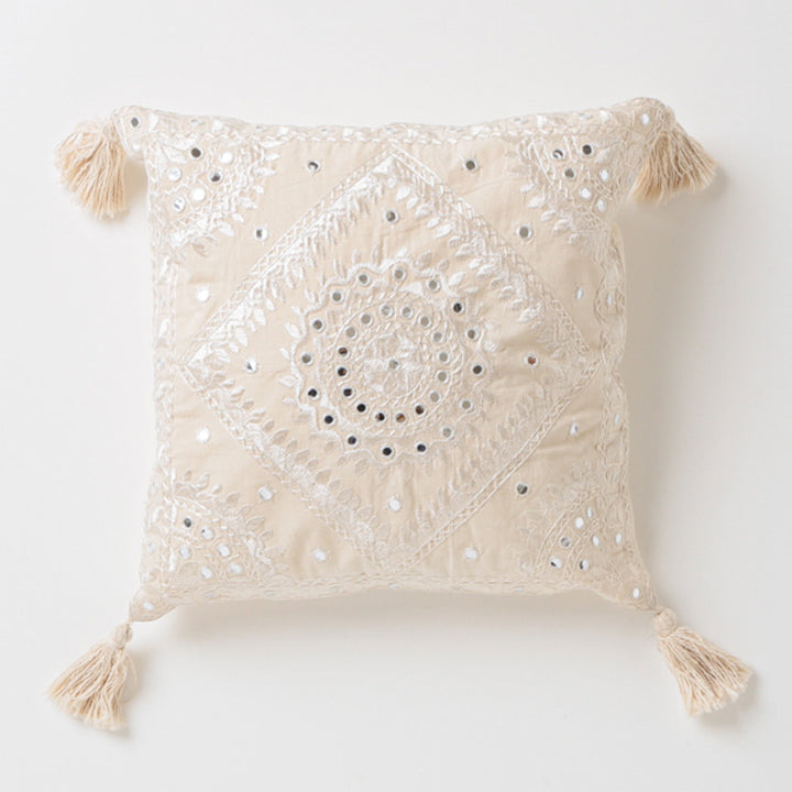 クッションカバーミラーワーク45×45cmモノトーン