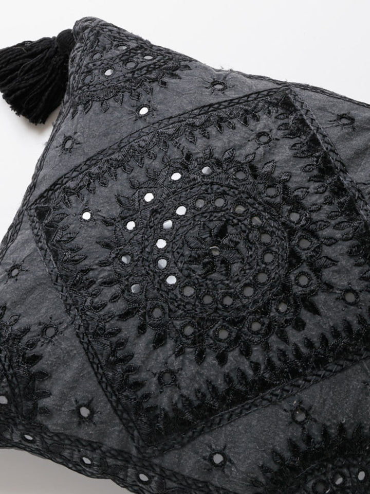 クッションカバーミラーワーク45×45cmモノトーン