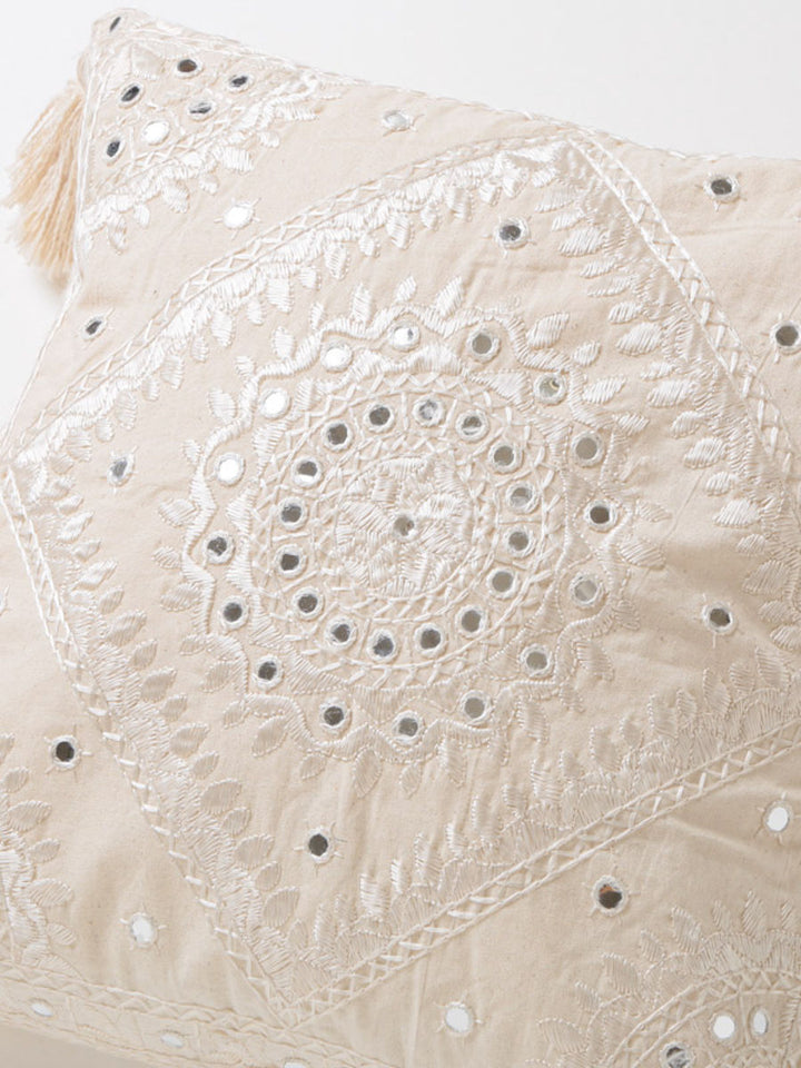 クッションカバーミラーワーク45×45cmモノトーン