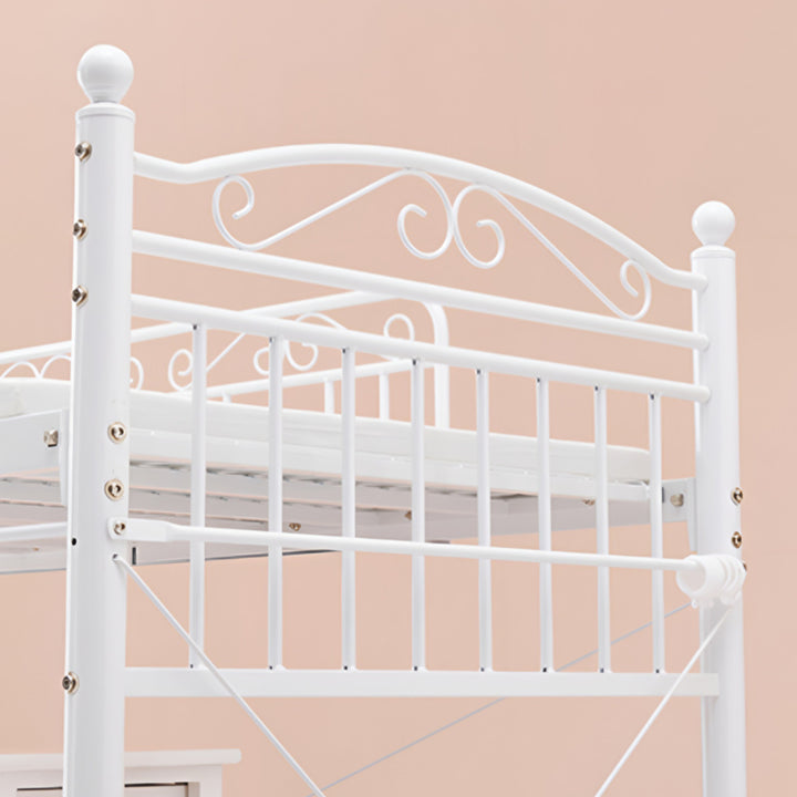 ロフトベッドシングルハイタイプ姫系収納2WAYメッシュ