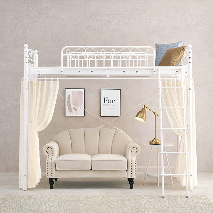 ロフトベッドシングルハイタイプ姫系収納2WAYメッシュ