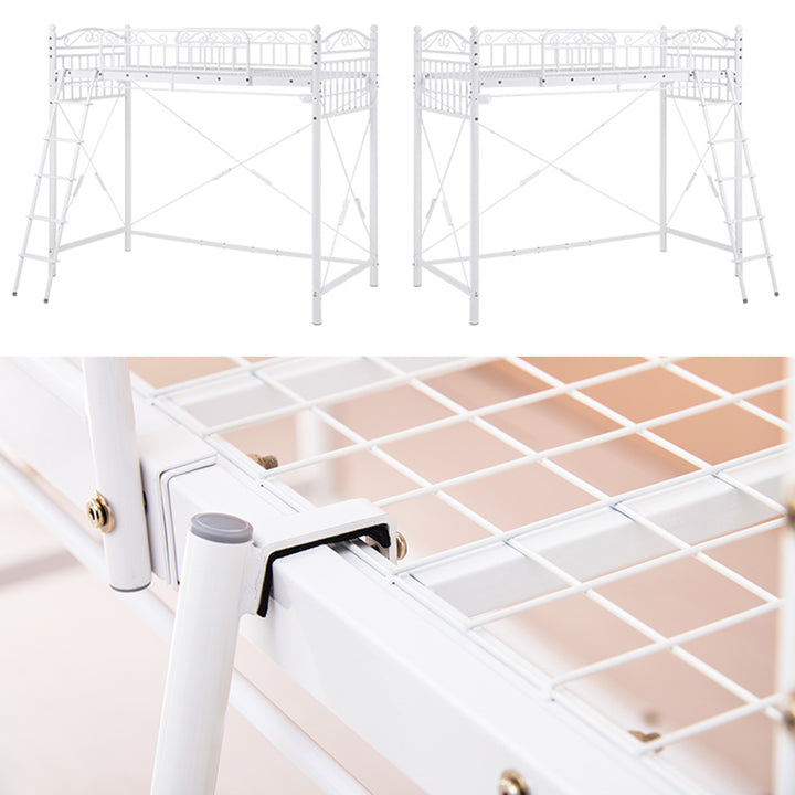 ロフトベッドシングルハイタイプ姫系収納2WAYメッシュ