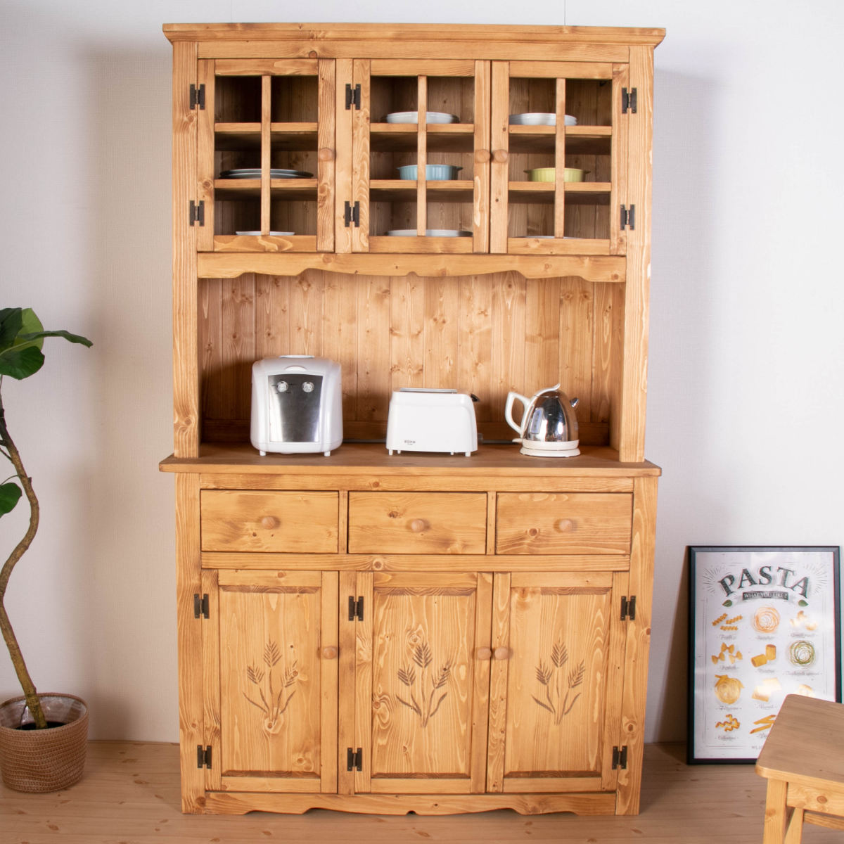 カップボード カントリー調 食器棚 パイン材 Farmer 幅120cm – ハウジー