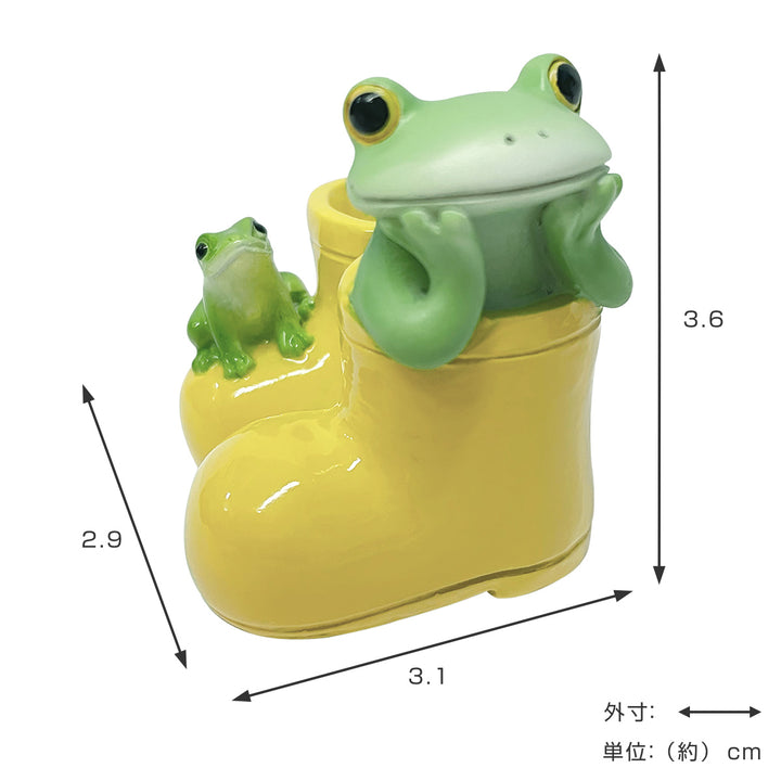 コポー黄色の長靴とカエルカエル置物