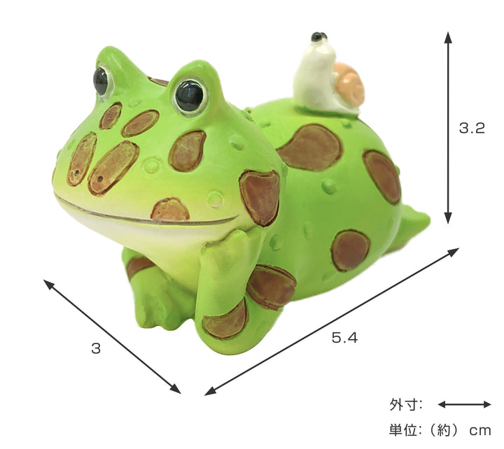 コポー雨音を聞くツノガエルカエル置物