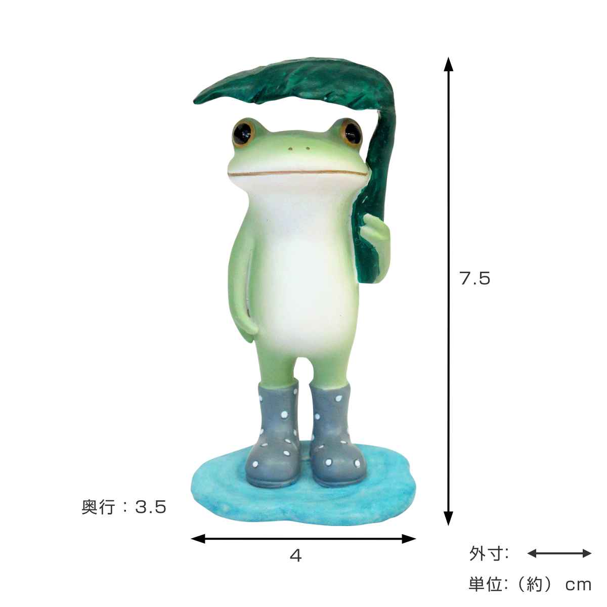 コポー 葉っぱを傘にするカエル カエル 置物 – ハウジー