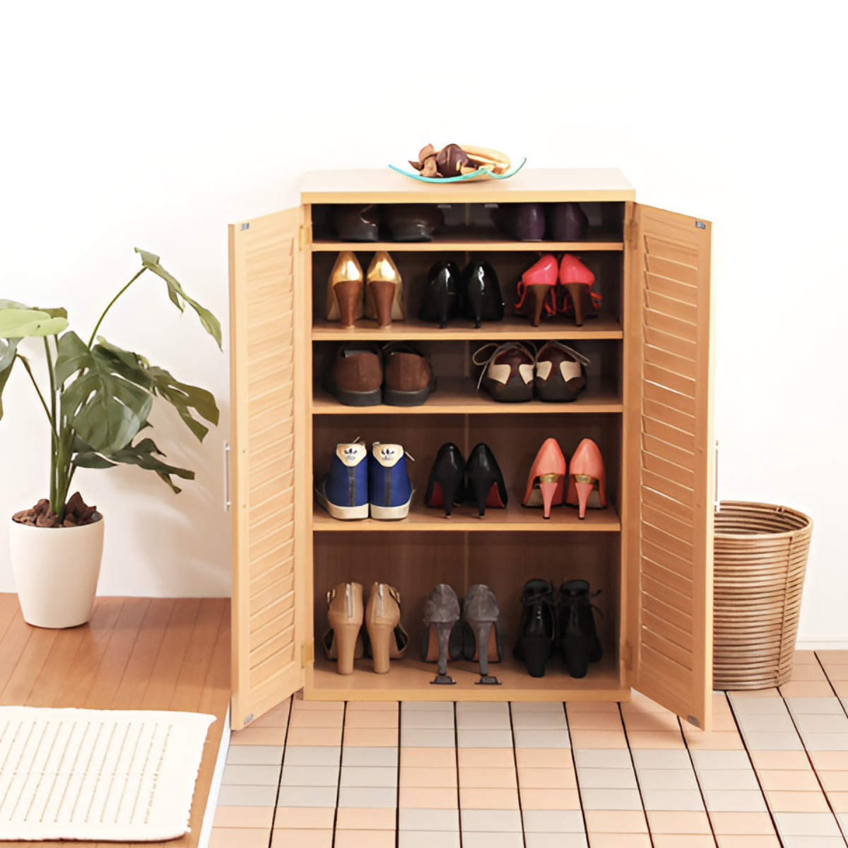 ルーバー扉 シューズボックス 幅60cm 最大21足収納可能 木製 – ハウジー