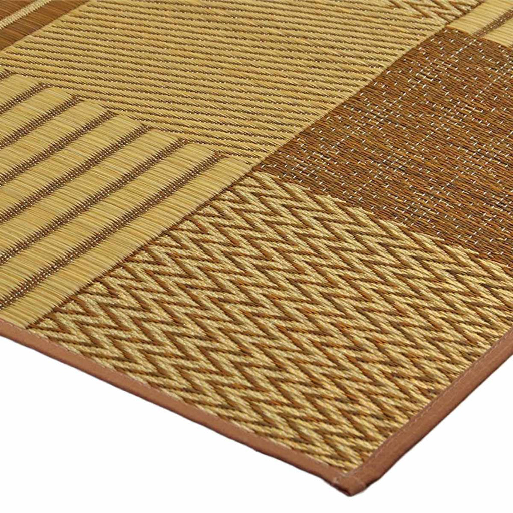 い草上敷き 純国産 袋織 い草ラグカーペット DX京刺子 約191×191cm 裏