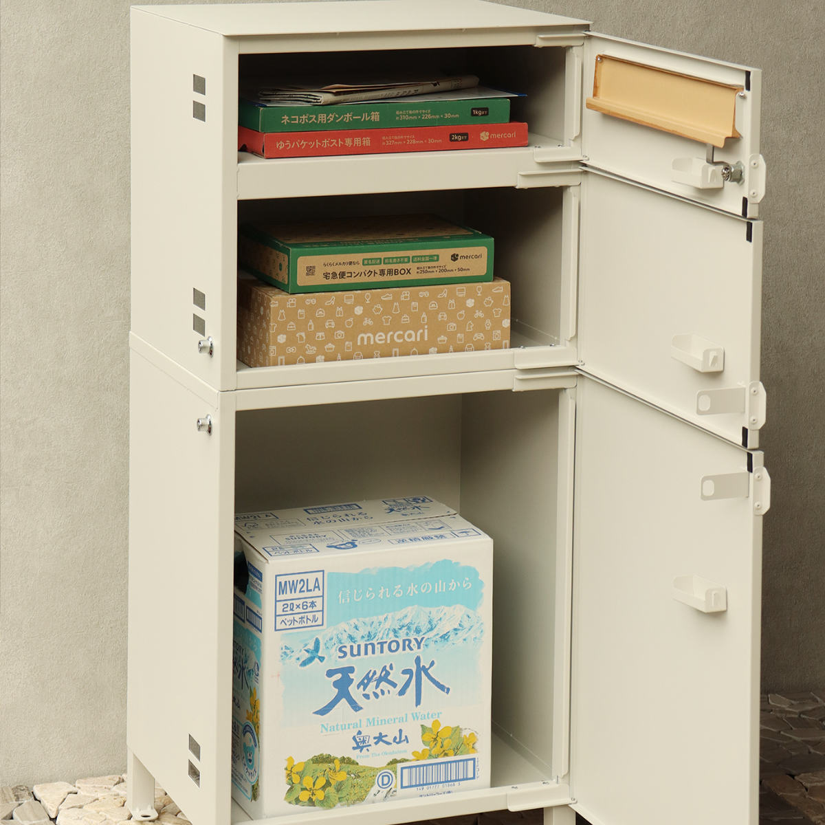 MJ PT SMN　宅配ボックス　ホワイト＊ベージュ・グレー MJ PT SMN 宅配ボックス ホワイト＊ベージュ・グレー