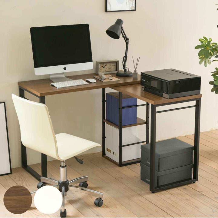 パソコンデスクI字型省スペース広いL字スタイル木目調