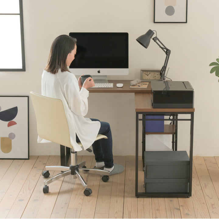 パソコンデスクI字型省スペース広いL字スタイル木目調