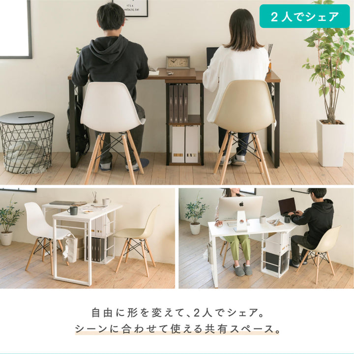 パソコンデスクI字型省スペース広いL字スタイル木目調