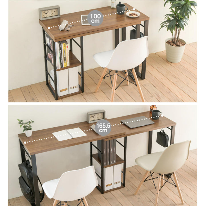 パソコンデスクI字型省スペース広いL字スタイル木目調